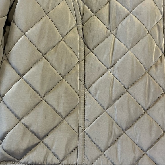 Calvin Klein Quilted Coat In Beige Tan With Faux Fur Trim Hood Size Medium - Picture 9 of 11